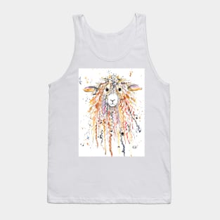 Cute Fluffy Brown Sheep painting Tank Top